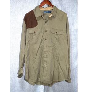 Polo Ralph Lauren Olive Field Shirt with Suede Shoulder Patch XL